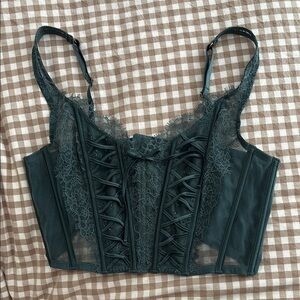 Victoria's Secret Dark Green Lace Corset